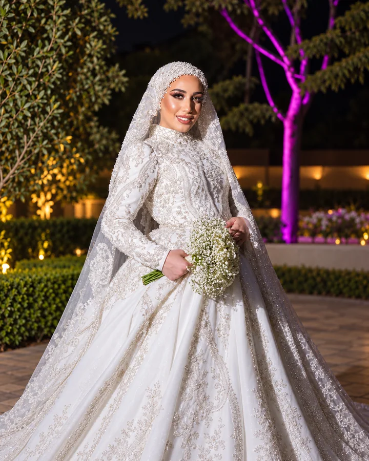 Bridal makeup and veil in an evening portrait